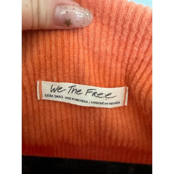 Free People Main Squeeze Hacci Top Long Balloon Sleeve Ribbed Orange Size XS - Picture 7 of 10